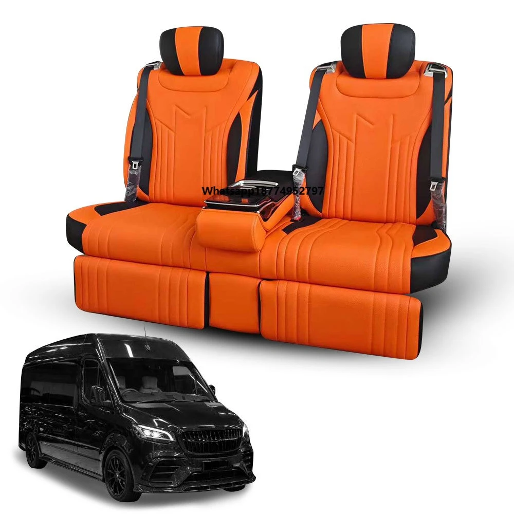 For  Sprinter Interior Seat Modification Custom Split Sofa Bed with Electric Leg Rest and Small Table