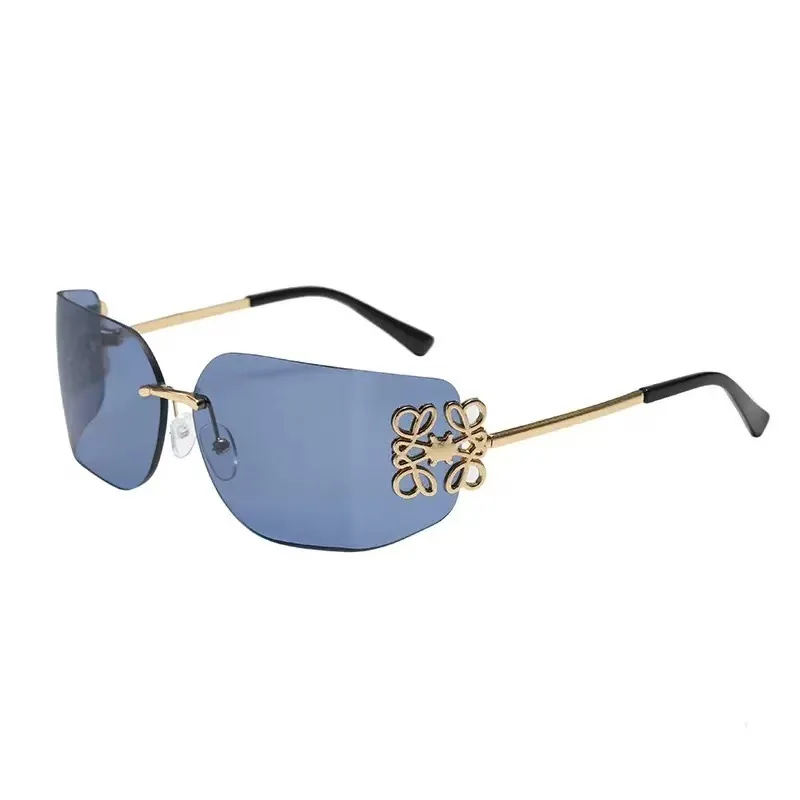 高級リムレス曲面ミラーサングラス ファッション 個性 Y2K スパイスガール ミレニアム風 オンラインセレブ ジョーカーサングラス