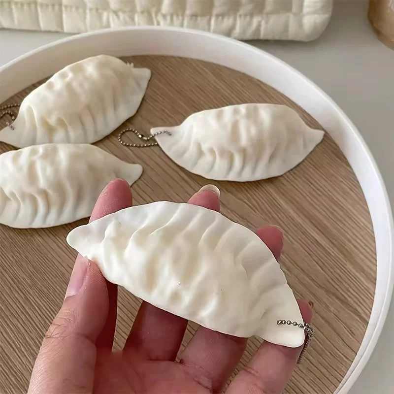 1Pc Cute Mini Dumpling Squeeze Toy Keychain Pendant Designed As a Simulation Food Decoration Perfect for Decompression Gifts