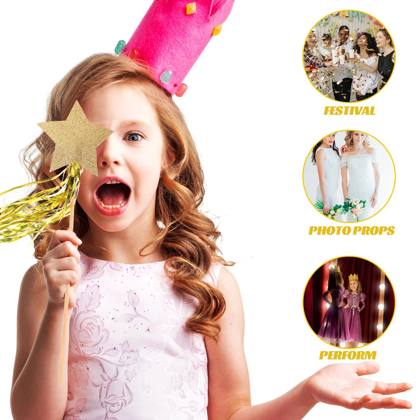 

10pcs Stars Ribbon Fairy Wand Shiny Glitter Design Party Favors Cosplay Decor Stick Handheld Angel Wands Event Props