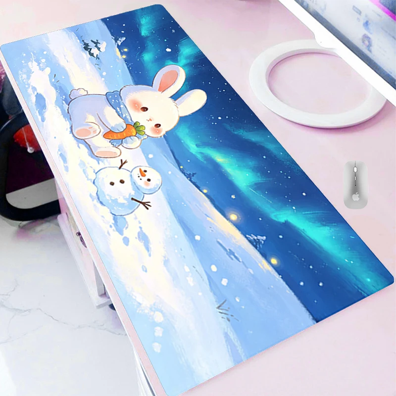 Oversized Mouse pad Gamer Essential Computer Desk Mat Cute Rabbit kawaii Keyboard pad Lockedge XXL Gaming Mousepad For Best Gift