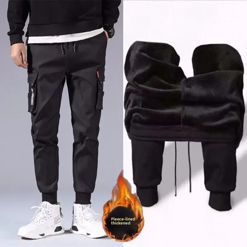 الرجال عارضة الصوف مبطن الخريف الشتاء السراويل البضائع السراويل فضفاضة تناسب الرياضة نمط مريح عمال Sweatpants #4
