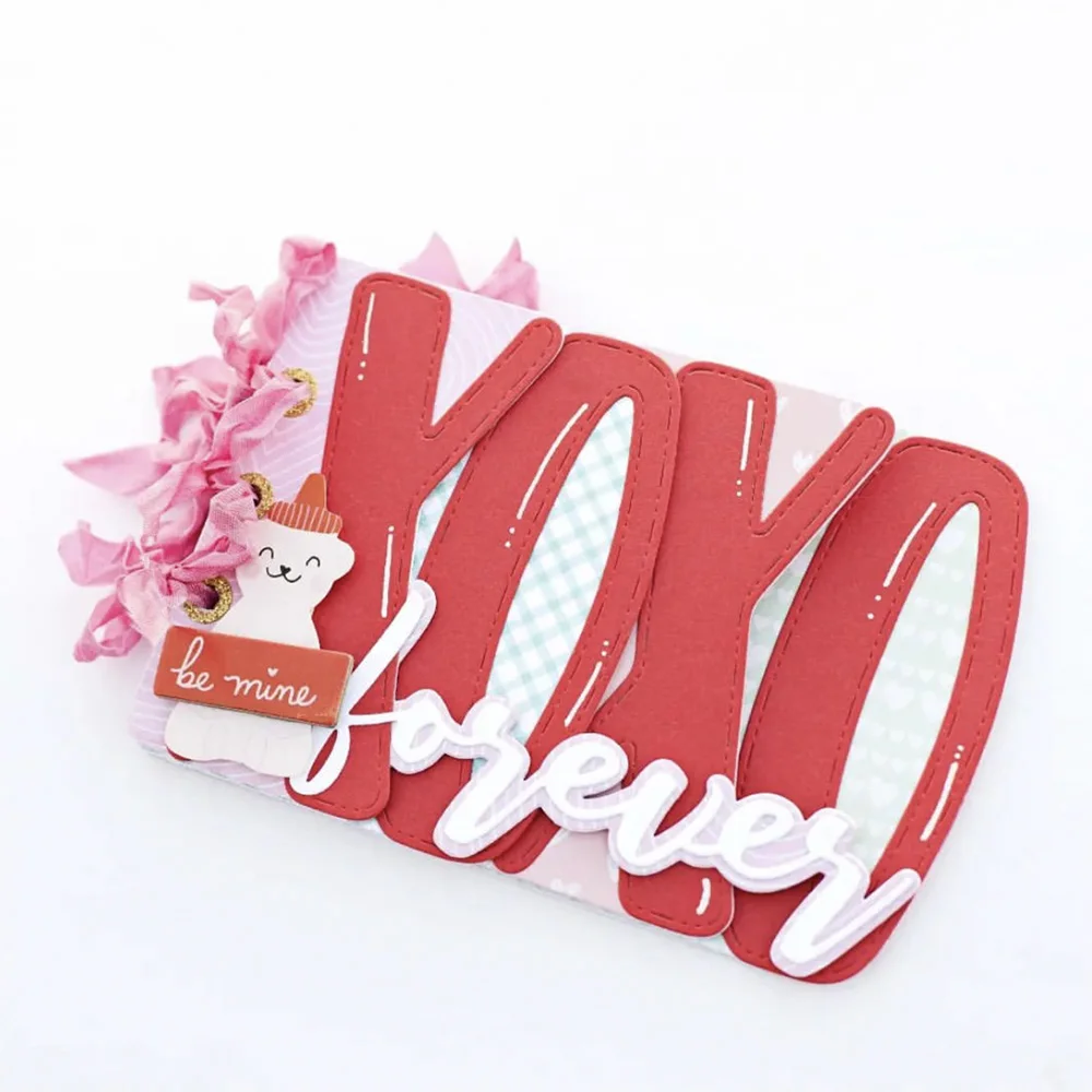 KSCRAFT XOXO Mini Album Metal Cutting Dies Stencils for DIY Scrapbooking Decorative Embossing DIY Paper Cards