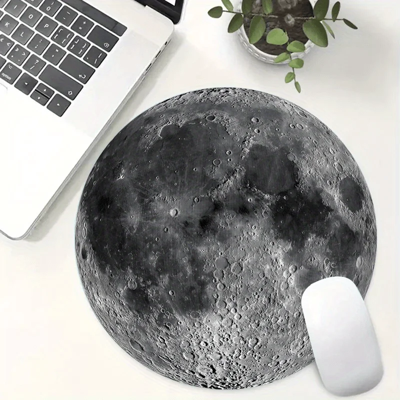 Lunar Surface Print Circle small mouse pad desk pad rubber anti-slip edge locking laptop office mat pc accessories gaming mats
