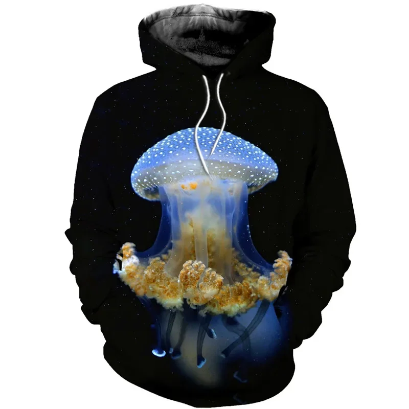 

3D printing jellyfish series fashion zipper Sweatshirt casual Street hip hop Hoodie