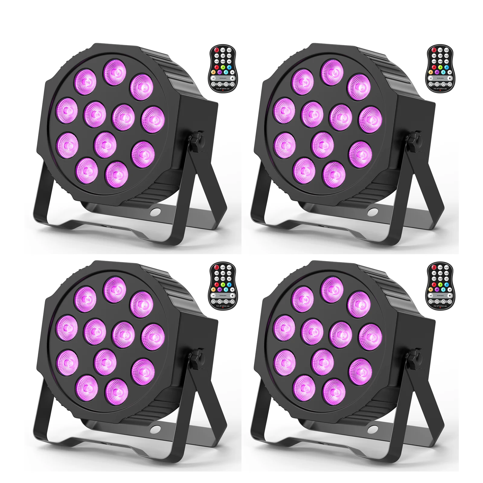 Yiflamefly 4Pcs/Set LED Par Lights With Remote 12X18W RGBW 4IN1 Built-in Batter Strobe Stage Light DMX512 For Party Wedding Bar