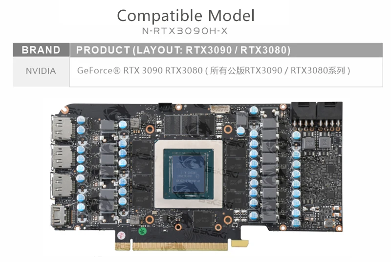 Imagem -03 - Bykski-bloco de Água para Nvidia Palit Kfa2 Dell Gainward Galax Rtx 3080 3090 Edição de Referência Placa Gpu Radiador de Cobre Rgb Aura