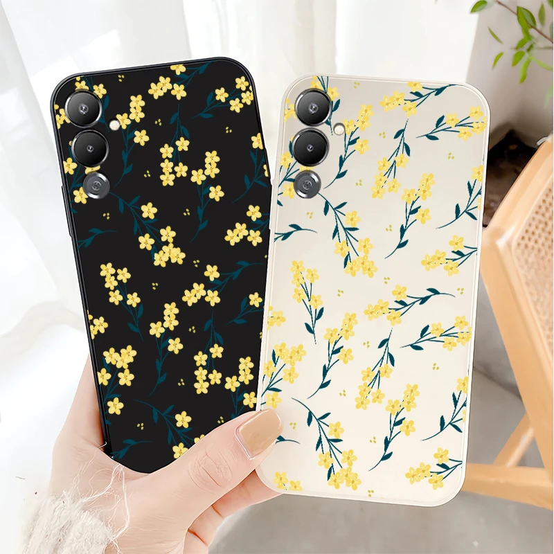 حافظة هاتف لهاتف انفينيكس كامون 40 30 30S 1 17 شرارة 20C 30C 7 7T 6 Go 10 Pova 7 4G 6 Pouvoir 4 Pro غطاء من السيليكون على شكل زهرة غير لامعة #6