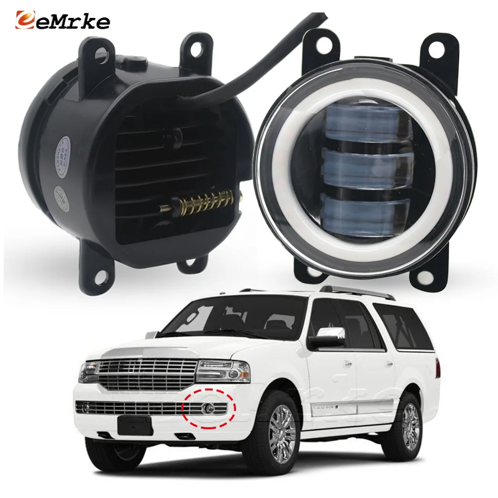 

Upgrade Led Front Bumper Fog Light Driving Lamp for Lincoln Navigator III 3 2007-2014 PTF Turn Signal Angel Eye DRL Halo Ring