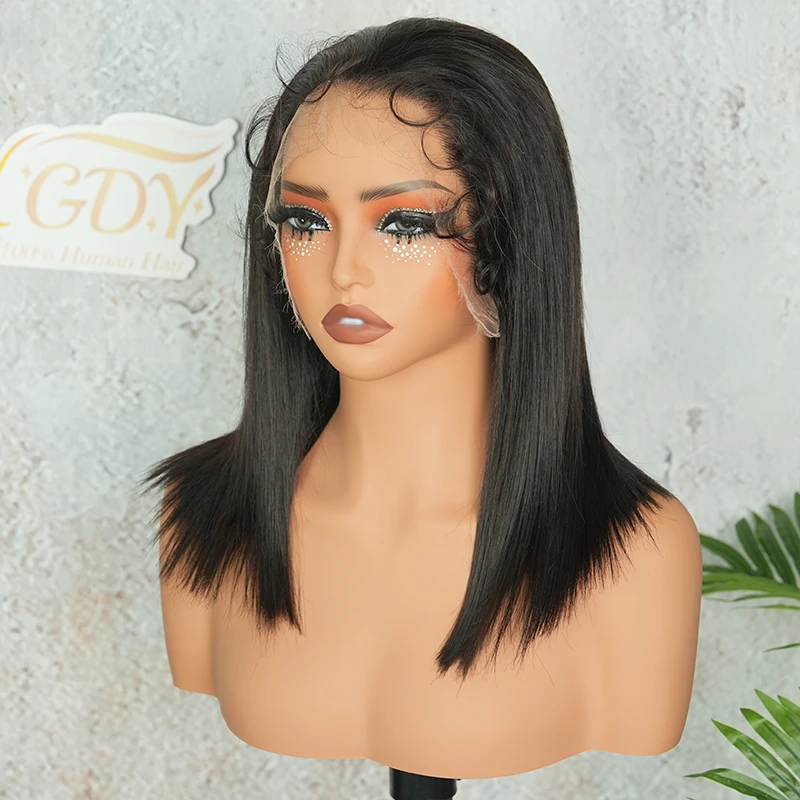 5x5 13x4 13x6 HD Lace Frontal Wig 100% Vietnamese Human Hair Double Drawn Bone Straight Short Bob Lace Wigs Pre-Plucked #1B