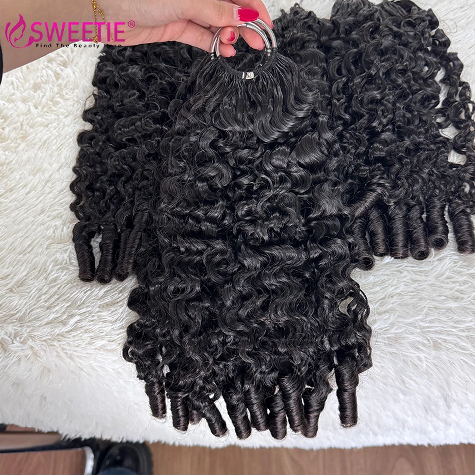 Burmesische Locken, Häkelhaar, Echthaar-Locken, Feder-Häkelhaar, 100 % Echthaar für Damen, 60–300 g, vorgefertigte Haarsträhnen zum Häkeln. – Detail 1
