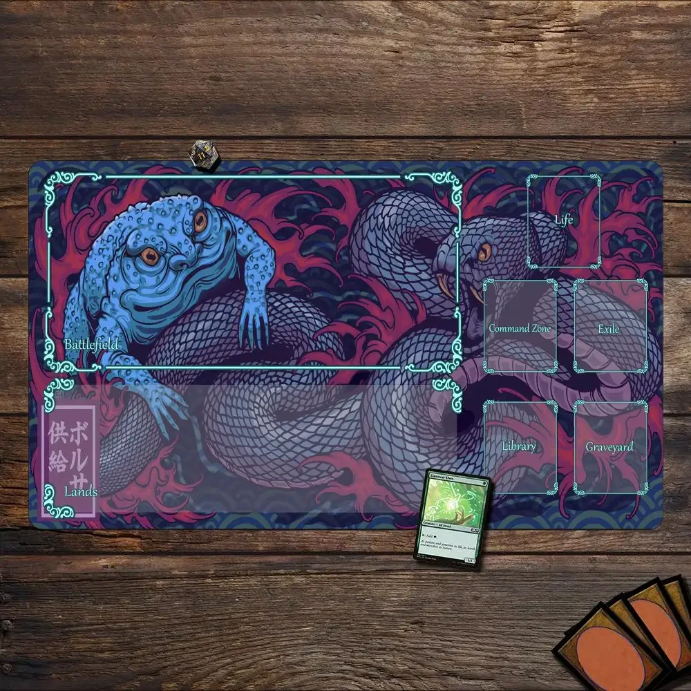 Pad en slang anime Magic Card Battle Game Mat met zone mtg speelmat bureaumat Commander Speelmat geschikt voor familiebijeenkomsten