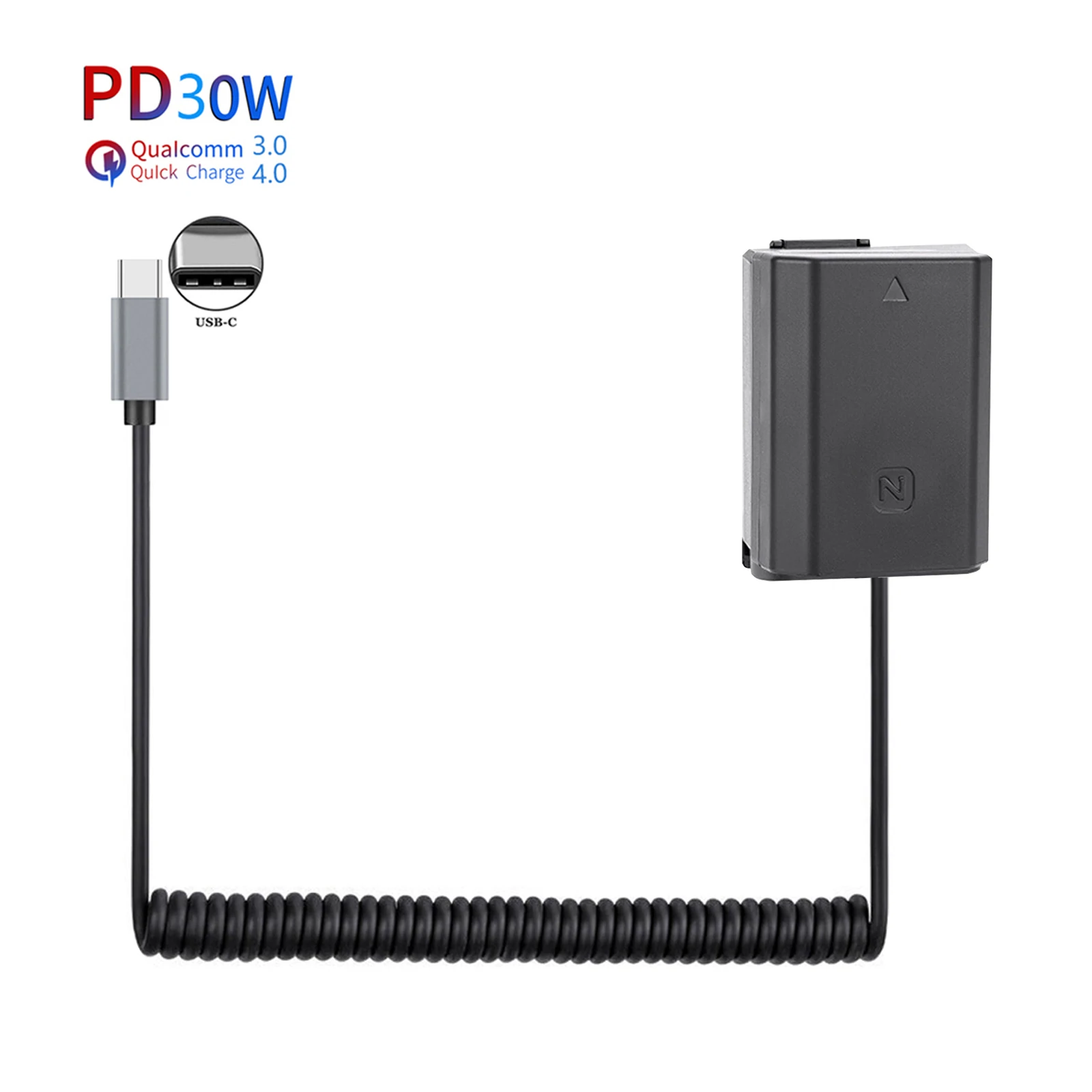 PD USB-C NPFZ100 NP-FZ100 Dummy Battery DC Power AC Adapter for Sony ILME-FX3 A6600 A7M3 A7M3K A7RM3 A7RM4 A9 A9M2 A7M3 Camera