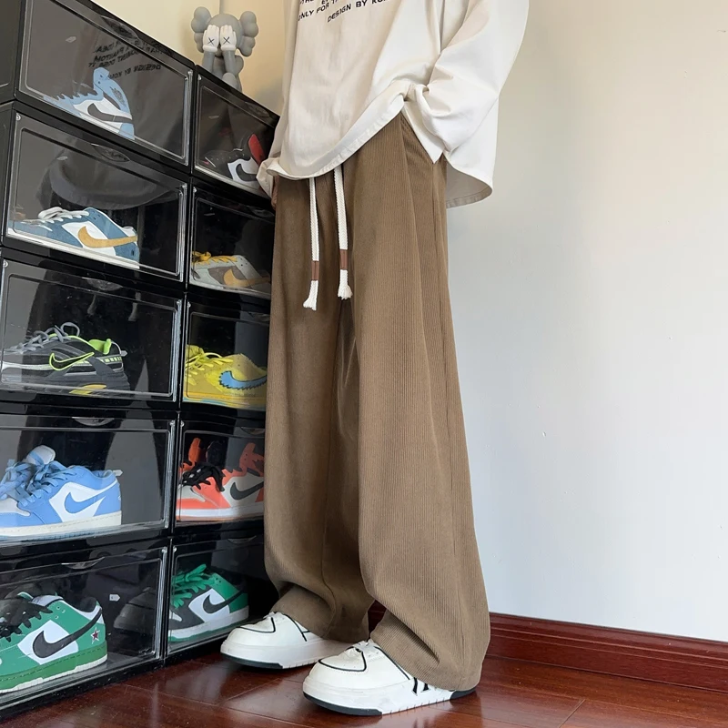 plus Size Corduroy Jogger Pants M-5XL Elastic Waist Drawstring Fleece Lined Soft Sweatpants for Men Extra Large XXXXL XXL XL L