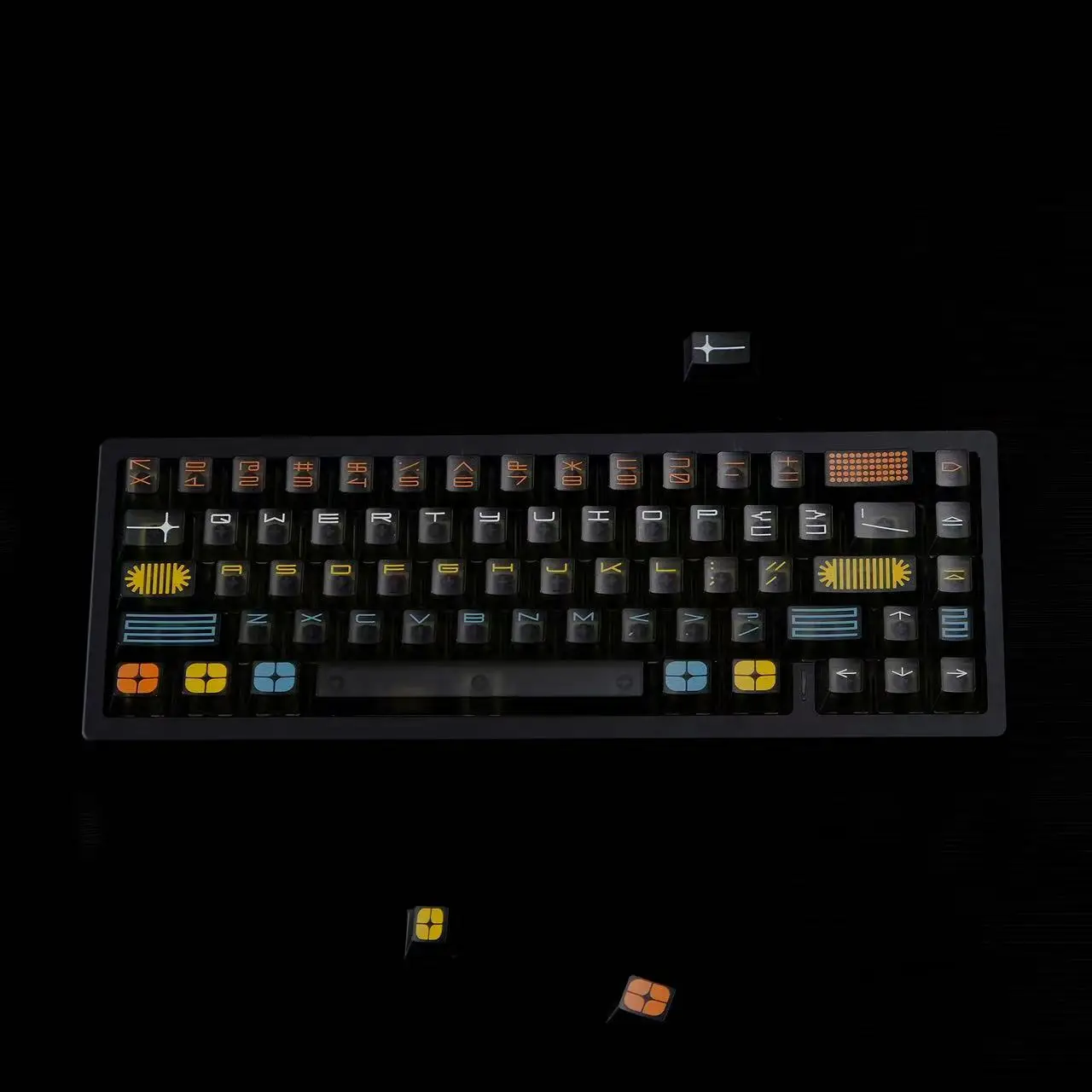 MV EXPO Keycaps ABS UV Printing Aifei 122 Keys Cherry Profile Split Alice Layout Black Key Caps No pad For Mechanical keyboard