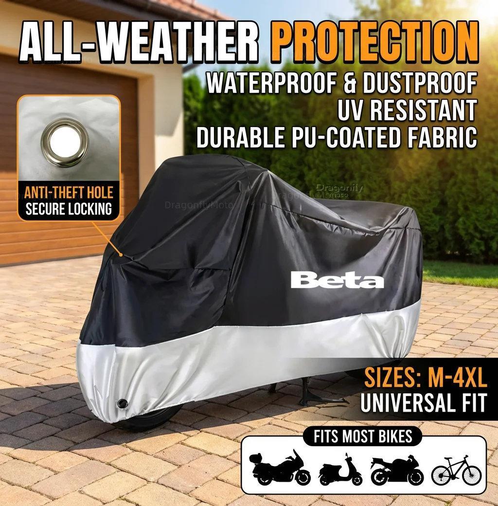

Всесезонный чехол для мотоцикла Beta Evo 250 300 80 Junior Senior RR 125 200 350 390 430 450 480 2T SM 4T LC 50, серебристо-черный