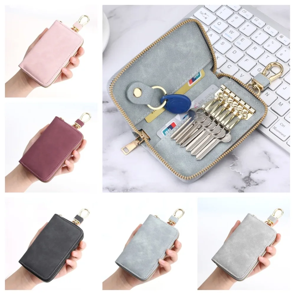 

Zipper Closure Keychain Pouch Key Ring Durable Housekeepers Key Holder Leather Key Bag Car Key Organizer Key Storage