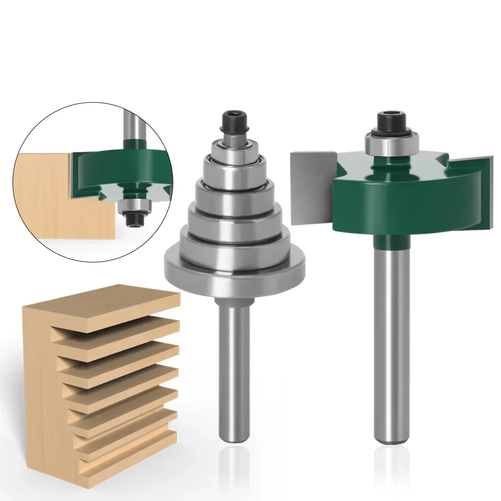 

1 шт., 1/4 дюйма, 6,35 мм, 6 мм, фреза с хвостовиком, фреза для резьбы по дереву, фреза с 6 подшипниками, набор шипов -1/2 дюйма для деревообработки
