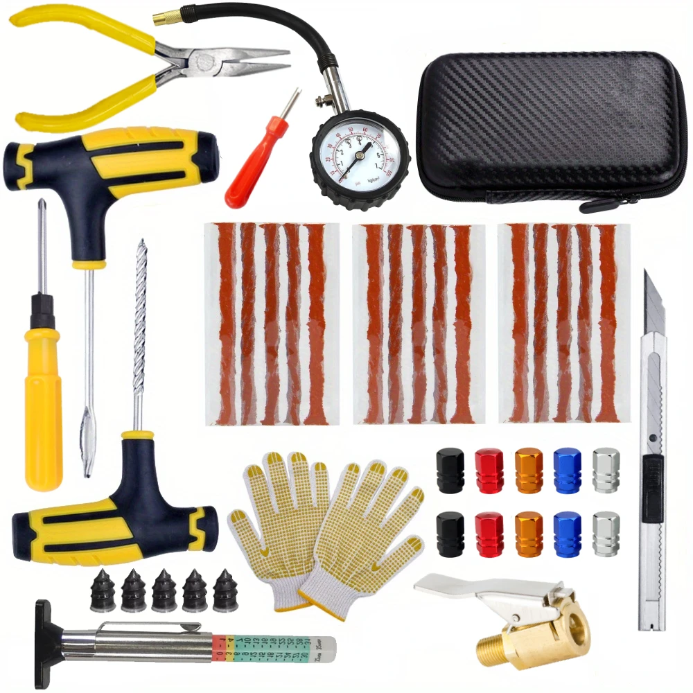 

New Car Tire Repair Tool Kit Rubber Tubeless Tyre Puncture Repair Kit Studding Tool for Bike Motorcycle Tires Repair Set