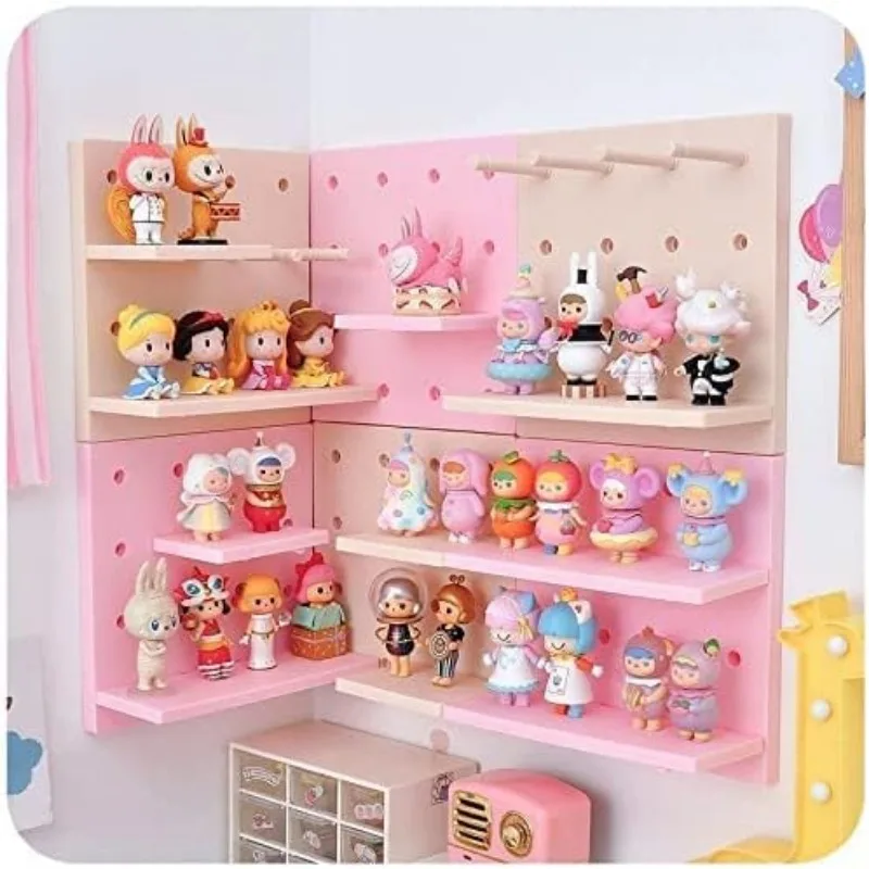 Storage Rack-ins Style Wall Without Holes It Is Suitable for The Bedroom Wall of Dormitory DIY(Grey, White, Pink, Beige)