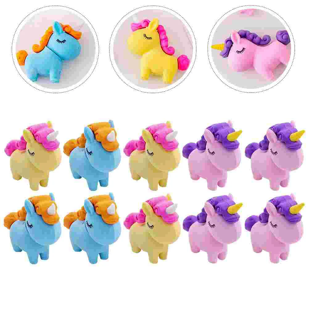 12 Pcs Eraser Kids Prizes Erasers Fun Mini Toys Bulk Unicorn School Supplies for Pencils Rubbers 3d Child