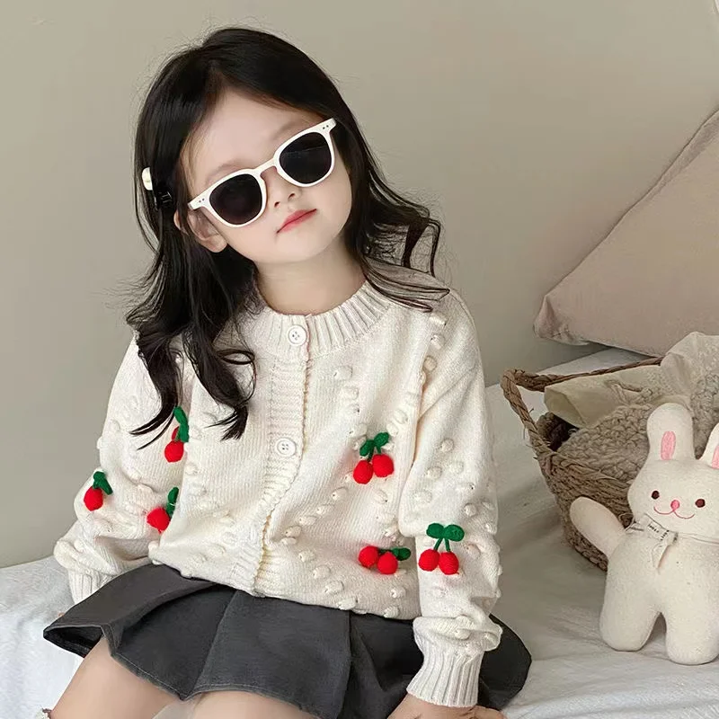 Children's Knitted Cardigan Casual Single Breasted Sweaters Autumn Winter Cotton Clothes Girls' Outerwear New2 3 4 5 6 7 T