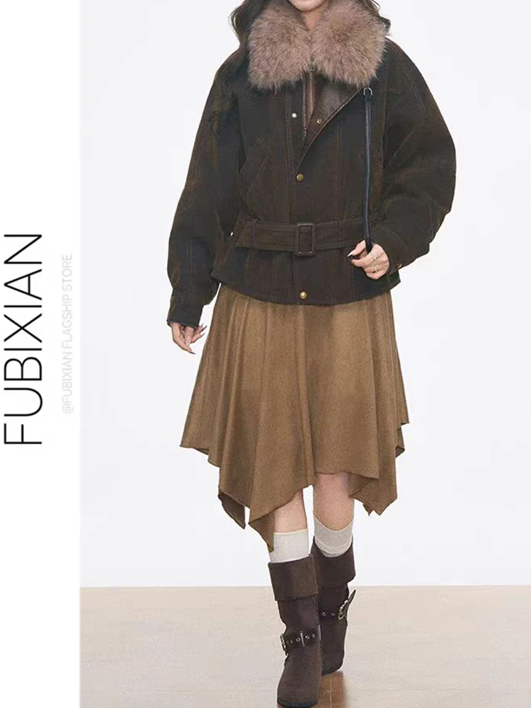 

Новая весенне-осенняя женская юбка средней длины из замши с эффектом тумана, в стиле ретро, с асимметричным дизайном, экологичная, с завышенной талией, повседневная