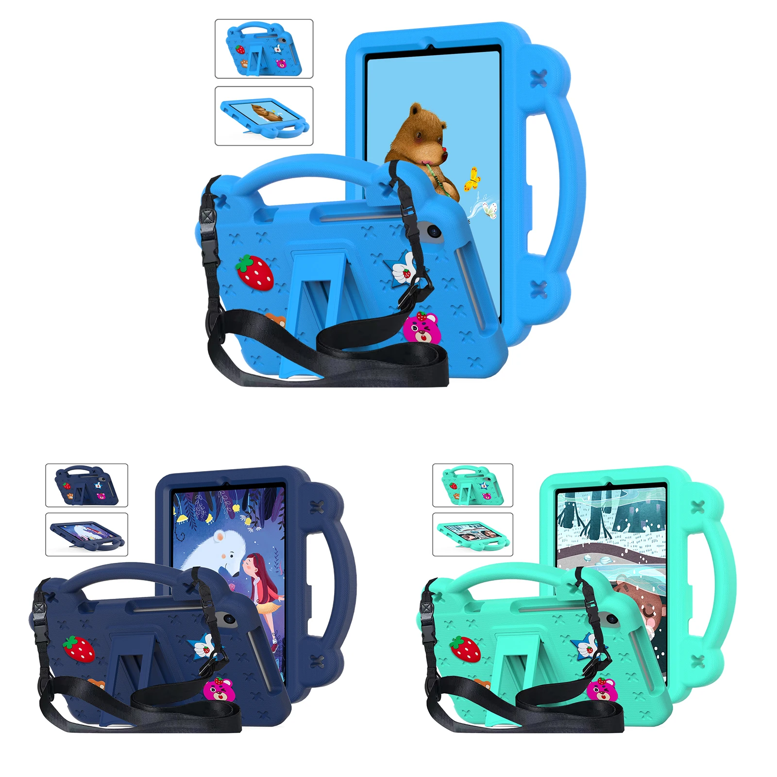 

EVA Kids Stand Case For Huawei matepad SE 11 T8 M5 Lite 8.0" Tablet Cover With Shoulder Strap For Honor Pad X9a 2025 X8 Pro 11.5
