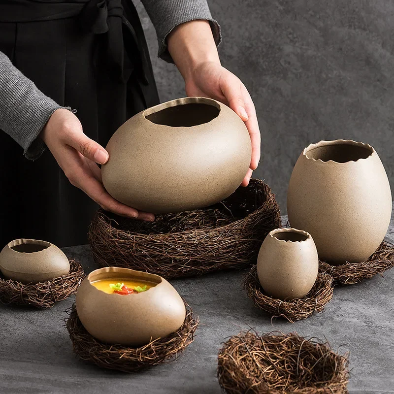 egg dessert bowl Eggshell cooking bowl Hotel specialty tableware Internet celebrity restaurant cooking special-shaped