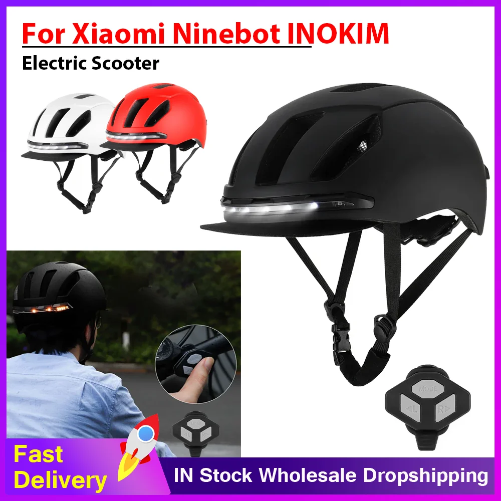 

Universal Safety Helmet with Remote Control LED Turn Signal Light for Xiaomi Scooter Ninebot INOKIM Dualtron Accessories Parts