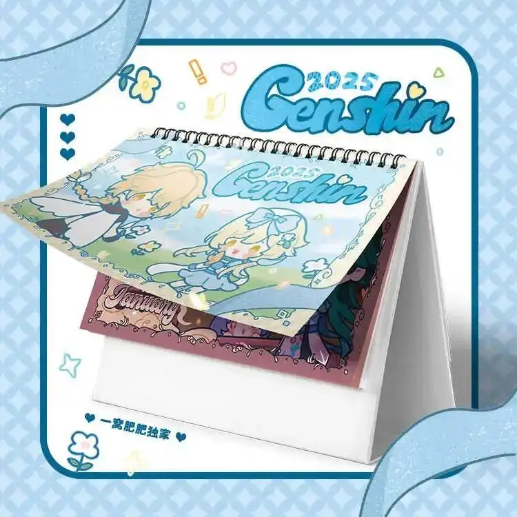 

2025 Anime Schedule Props Decoration Game Genshin Impact Xiao Venti Tartaglia Cosplay Desk Calendar Standing Chinese