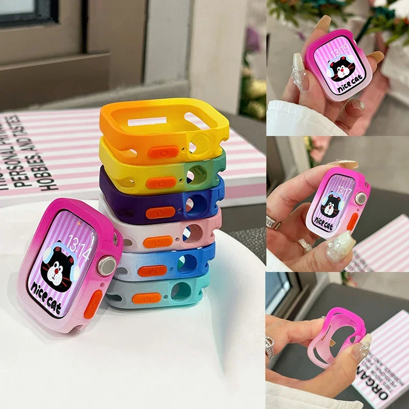 Candy Gradual Color Silicone Case for Apple Watch Serie 10 9 8 7 6 SE Protection Cover for Iwatch 42mm 44mm 40mm 41 46 49 Bumper