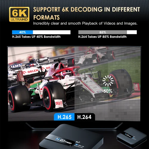 Imagen 2 del producto H20PRO Smart Android TV Box Android 14,0 16GB 2,4 y 5G WIFI 4K reproductor multimedia TV Box Android Play Store decodificador de 1080P muy rápido