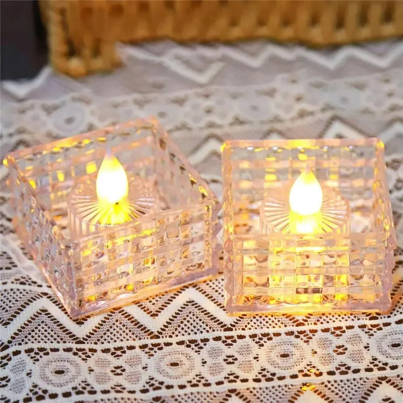 Velas de piojos, 6 uds., luces Led de té en forma de cubo, velas eléctricas sin llama, decoraciones falsas para el hogar para bodas y Halloween