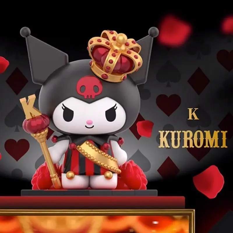Nova sanrio kuromi poker reino caixa cega na moda portátil bonito dos desenhos animados ornamento de mesa boneca bonito presente aniversário da menina