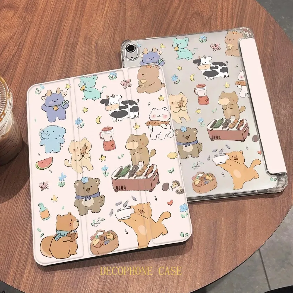 

Cartoon Zoo Butterfly tri-fold case For iPad 10th 11th Gen 7/8/9 10.2''/Air 4 5 6 7 11/ 9.7 Pro11Mini 6 7 12.9"/13"