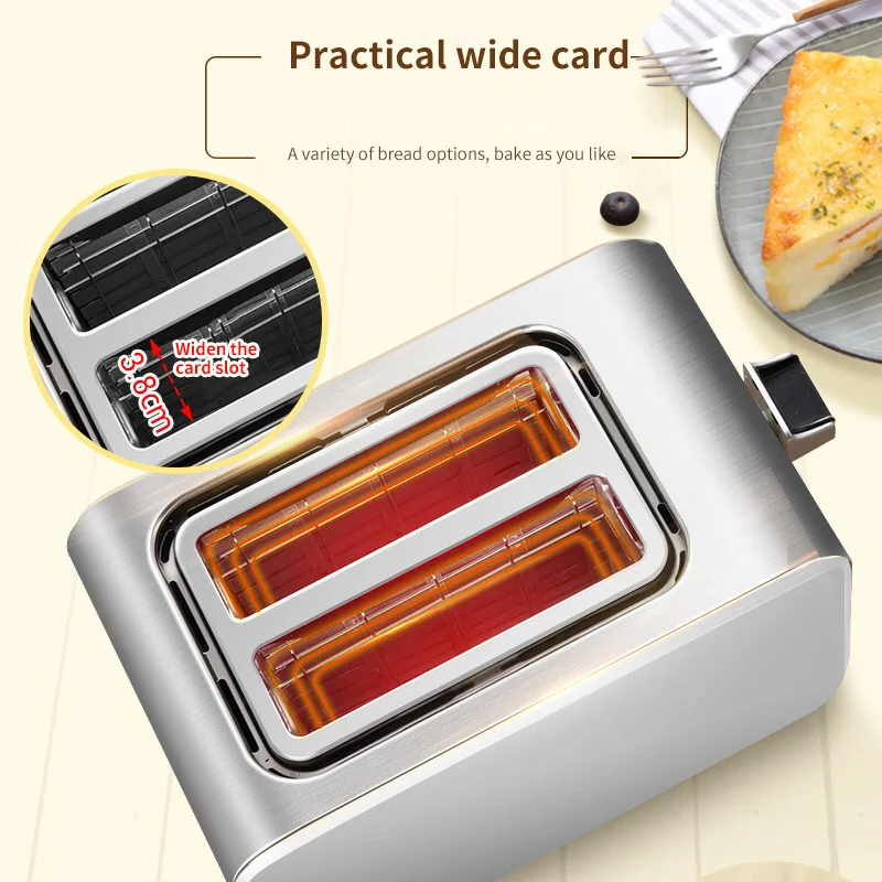 Donlim Toaster Stainless Steel Toast Oven Baking Kitchen Appliances Breakfast Bread Maker Fast Safety Two Slot 7-gear Baking