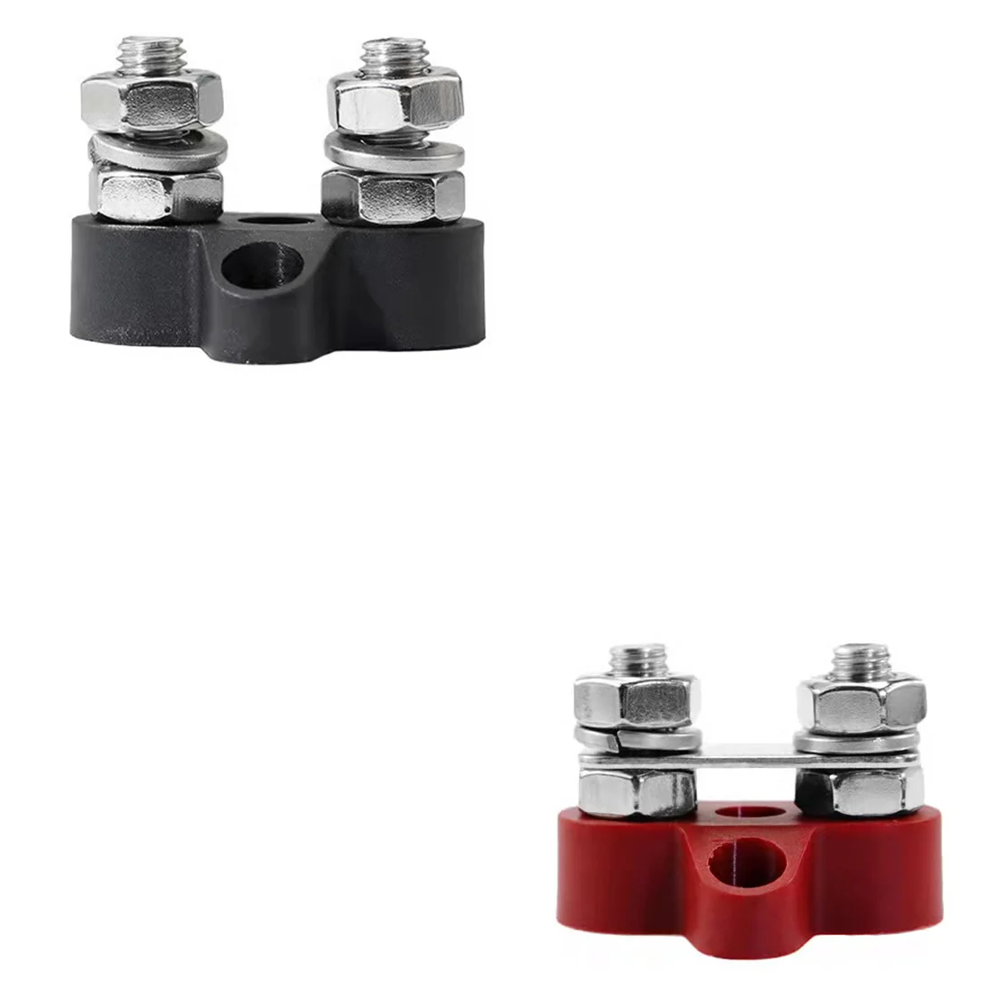 【Last Chance!】Terminal Block Studs M8 48V Junction Block Bus Bar Dual Heavy Duty Power Distribution Stud for Truck RV Boat,Black