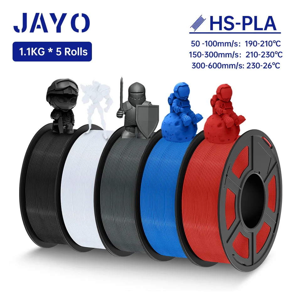 JAYO PLA Filament 5/10Rolls High Speed PLA 1.75mm 1.1KG 3D Printer Filament Neatly Wound 3D Printing Material For FDM