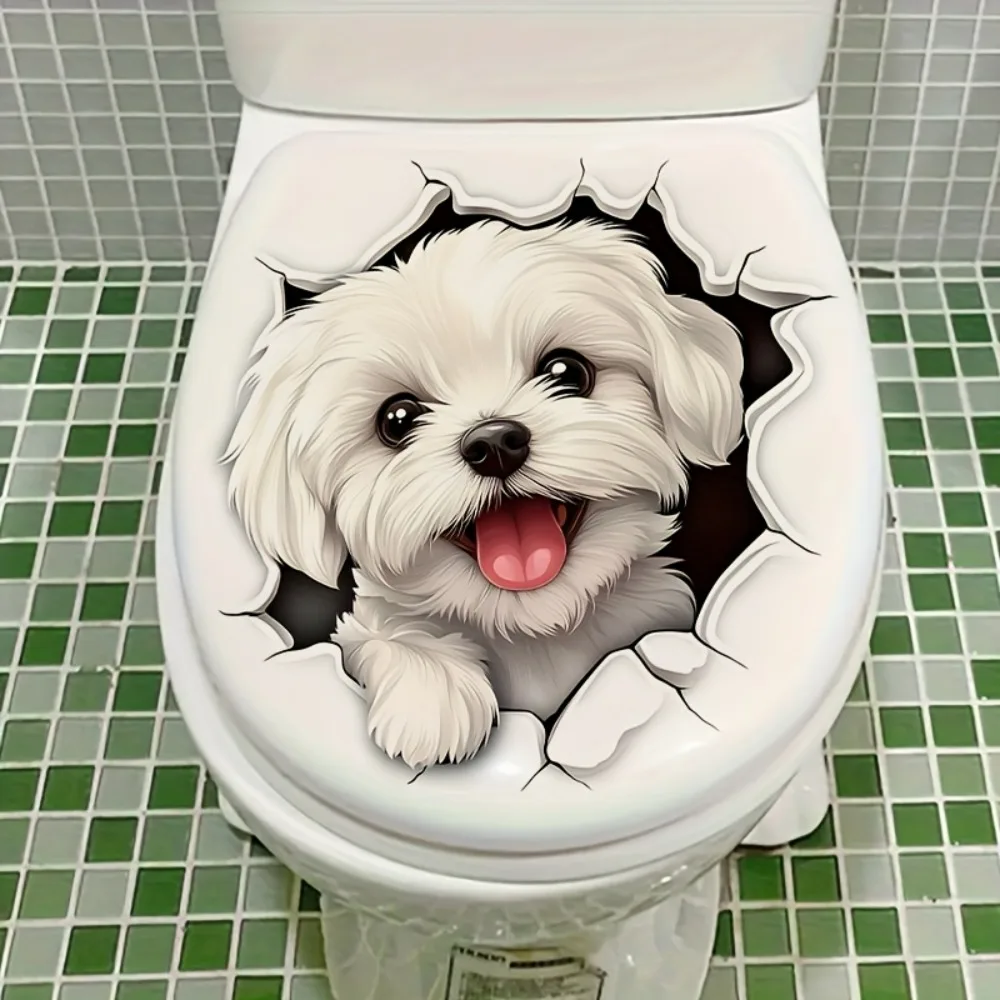 2D flat white puppy potty sticker personalized gift for holiday home decoration waterproof mural artwork