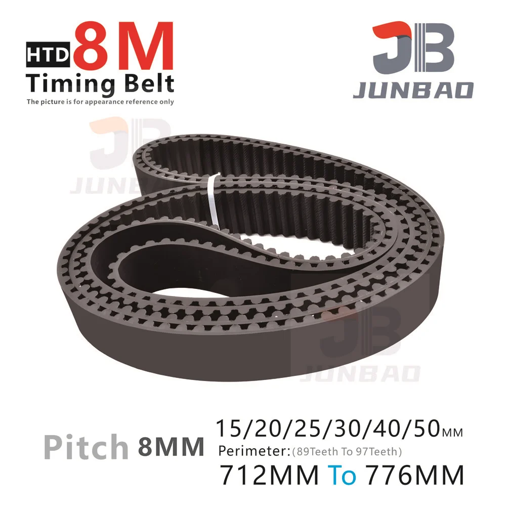 Htd 8M Distributieriem Omtreklengte 712 Tot 776Mm Bandbreedte 15 25 30 40 50Mm 8M Hoog Koppel Rubberen Getande Riem 3d Printer Onderdelen