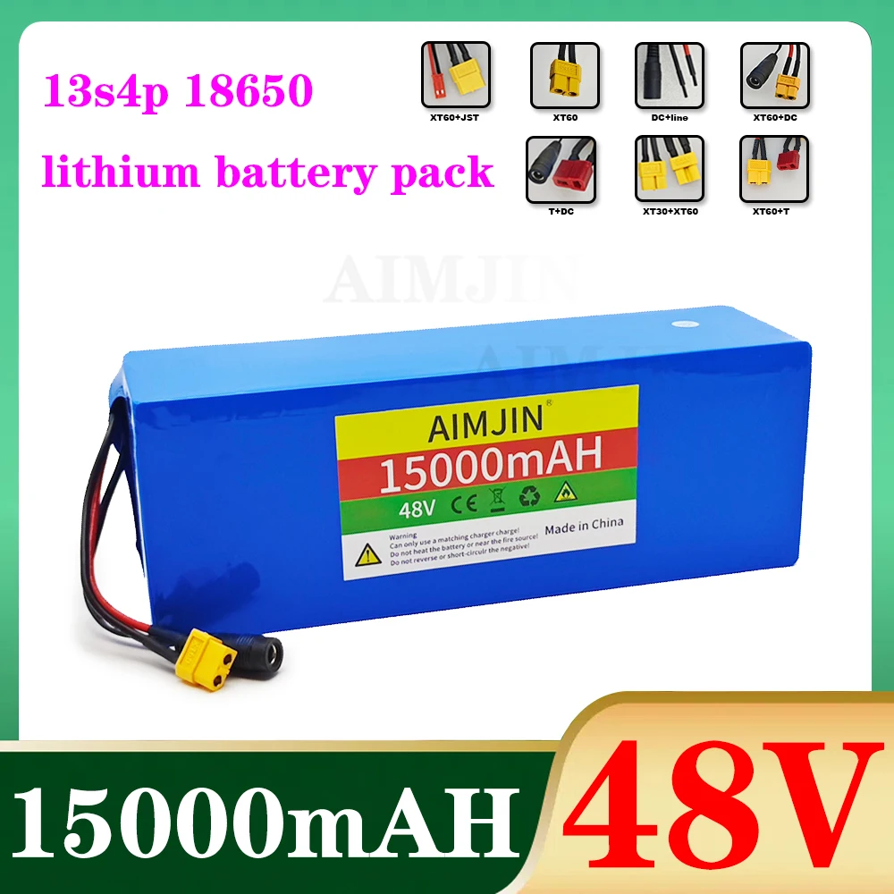 

18650 13S4P Rechargeable Battery Pack 48V 15000mAh Lithium ion Battery With BMS Suitable for Electric Scooter Bicycle