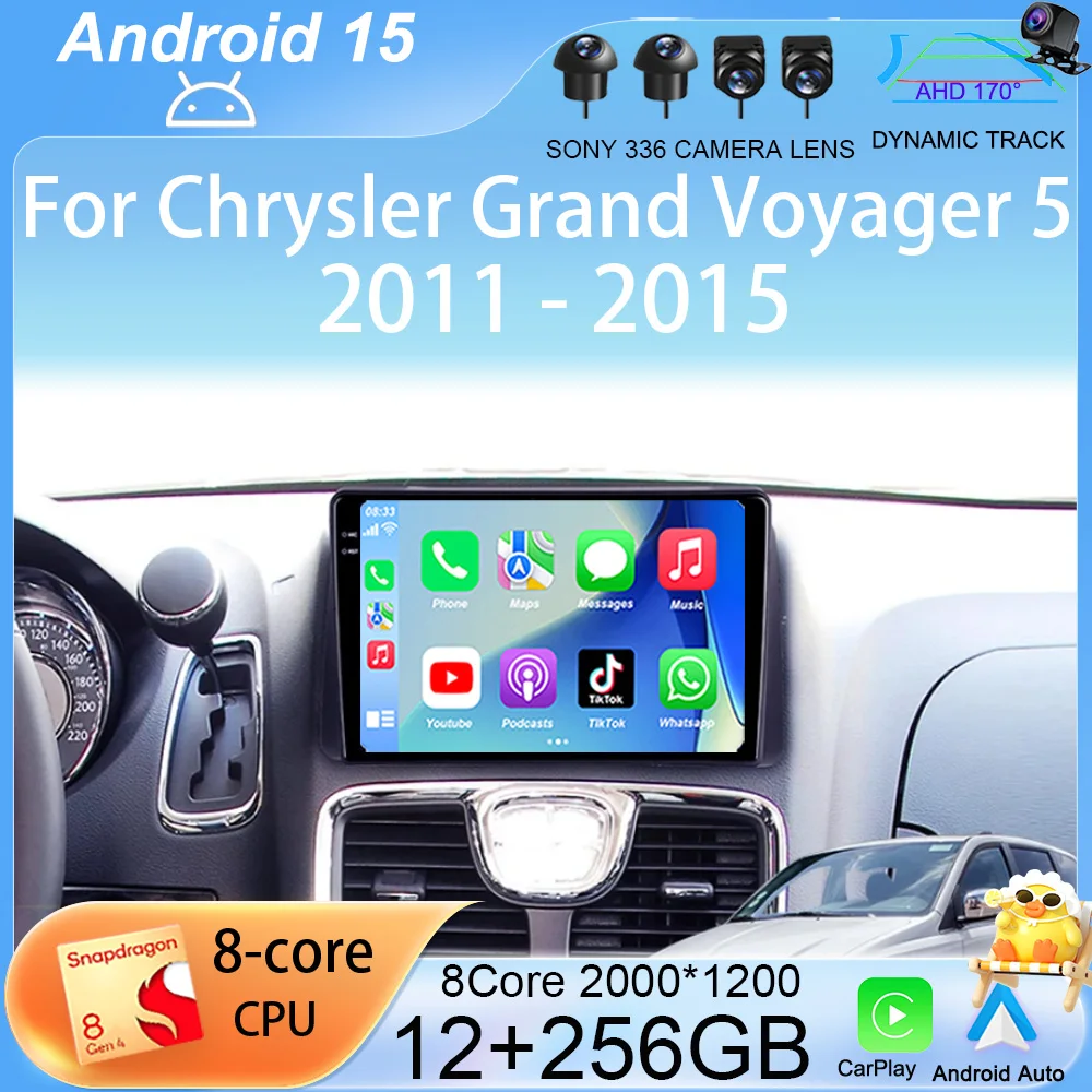 

Carplay Auto Android 15 For Chrysler Grand Voyager 5 2011-2015 For Dodge Grand Caravan 2008-2020 Car Radio GPS Multimedia Player