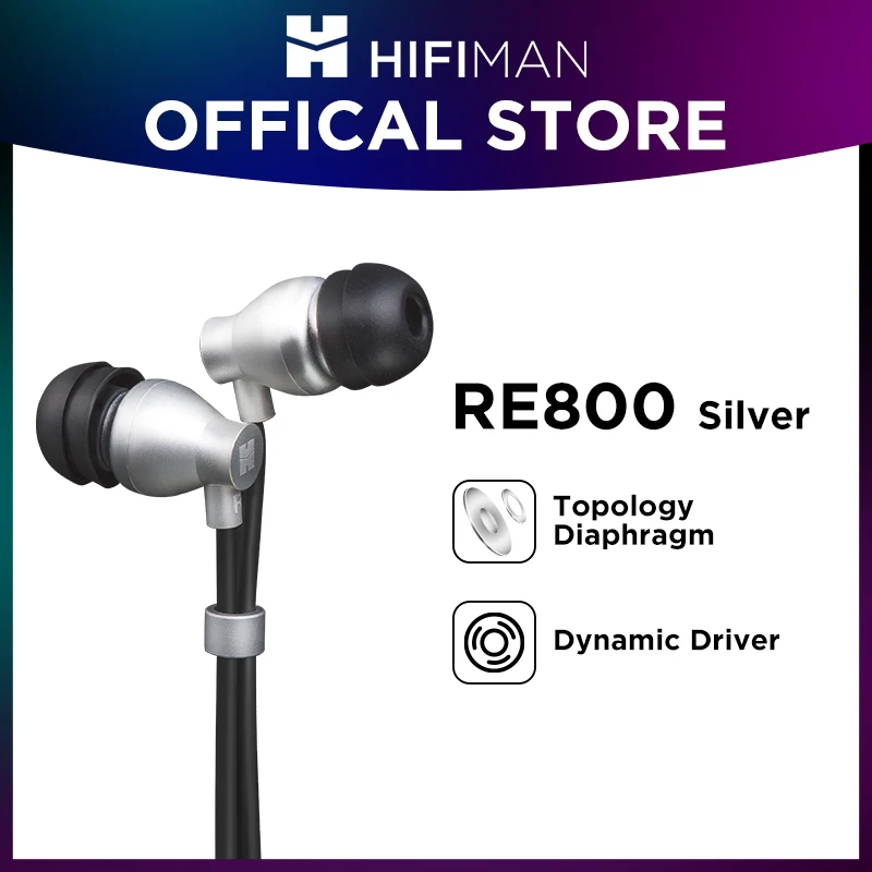 

HIFIMAN RE800 Silver Dynamic Driver with Topology Diaphragm Ergonomic Fit Wired Hi-Fi In-Ear Earphones for Audiophiles