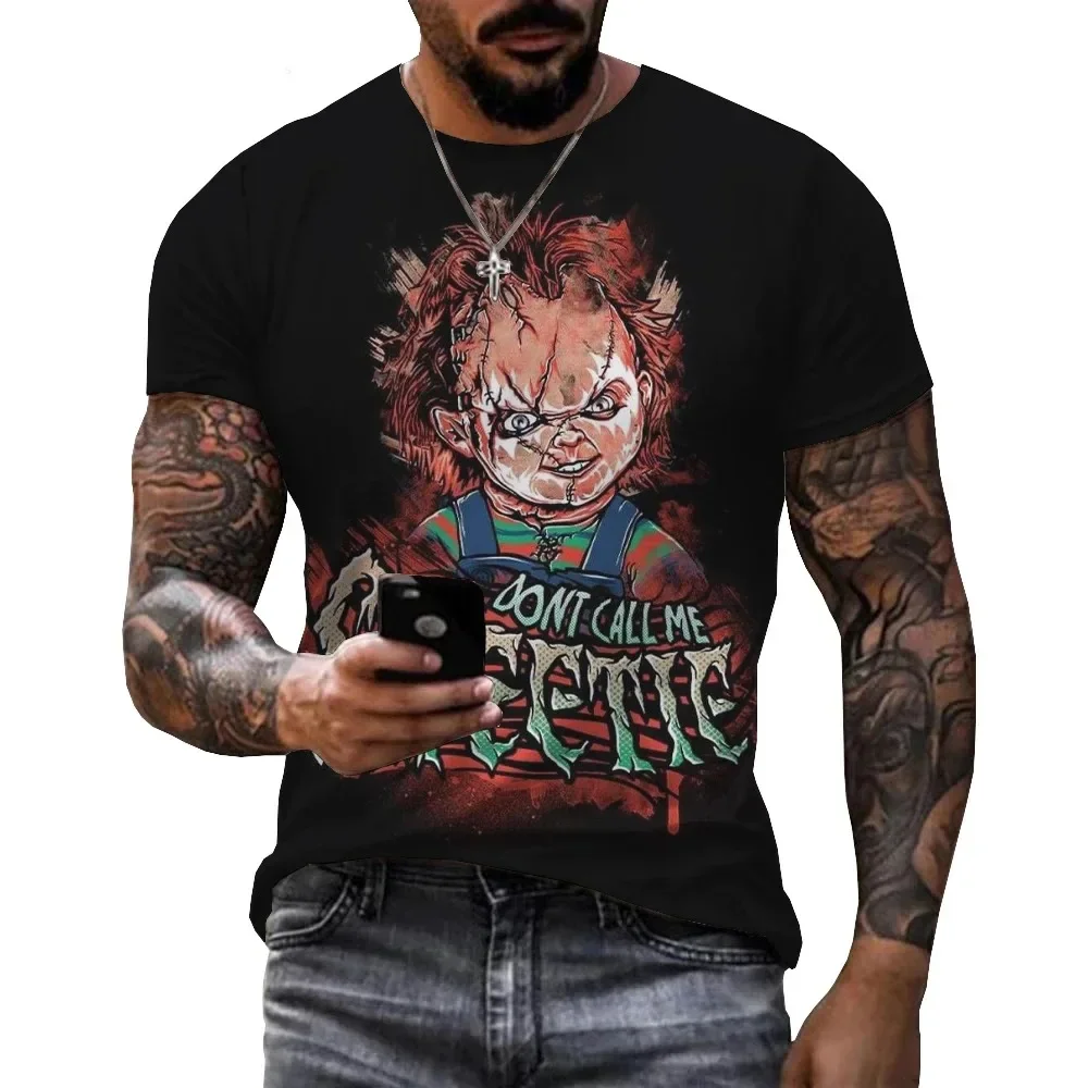 Summer Horror Movie Bride of Chucky 3D Printed Fashion Short Sleeve T-shirt Casual Round Neck T Shirt Men Women  T-shirt