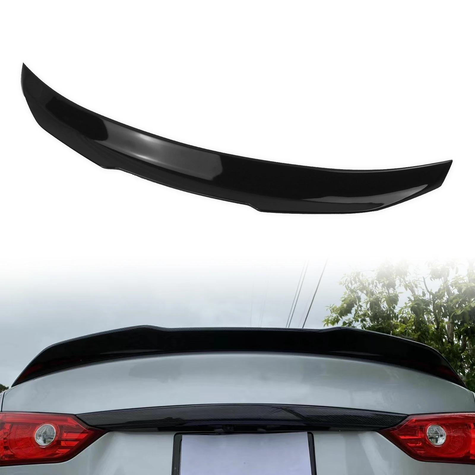 Car Rear Spoiler Wing Duckbill Tailgate Lid Roof Flap Trunk Decklid Trim Lip For Infiniti Q50 JDM 2014-2023