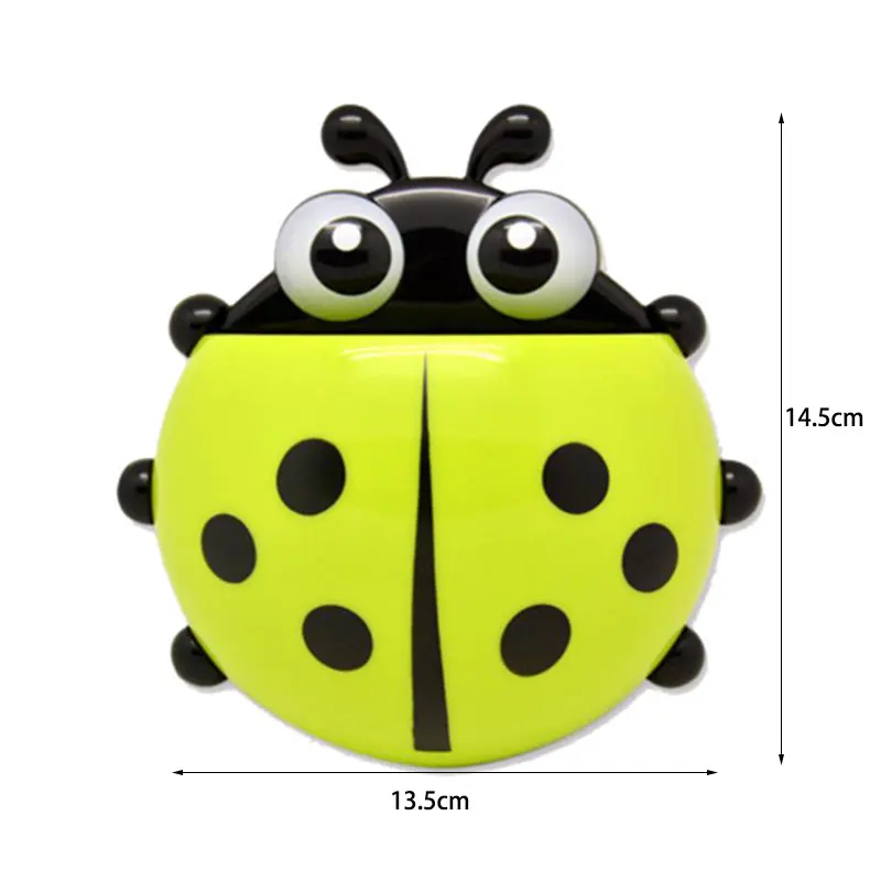 Cute Ladybird Beetle Shaped Toothpaste Rack Strong Suction Cup Plastic Toothbrush Holder Bathroom Wall Tooth Holde