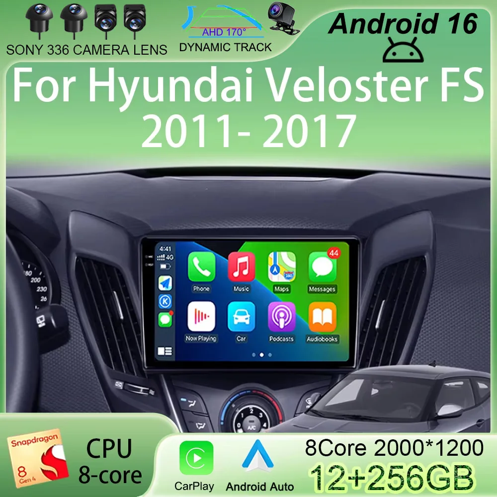 Android 16 For Hyundai Veloster FS 2011 - 2017 GPS Wireless Car Radio Multimedia Video Player Navigation Bluetooth Touch Screen