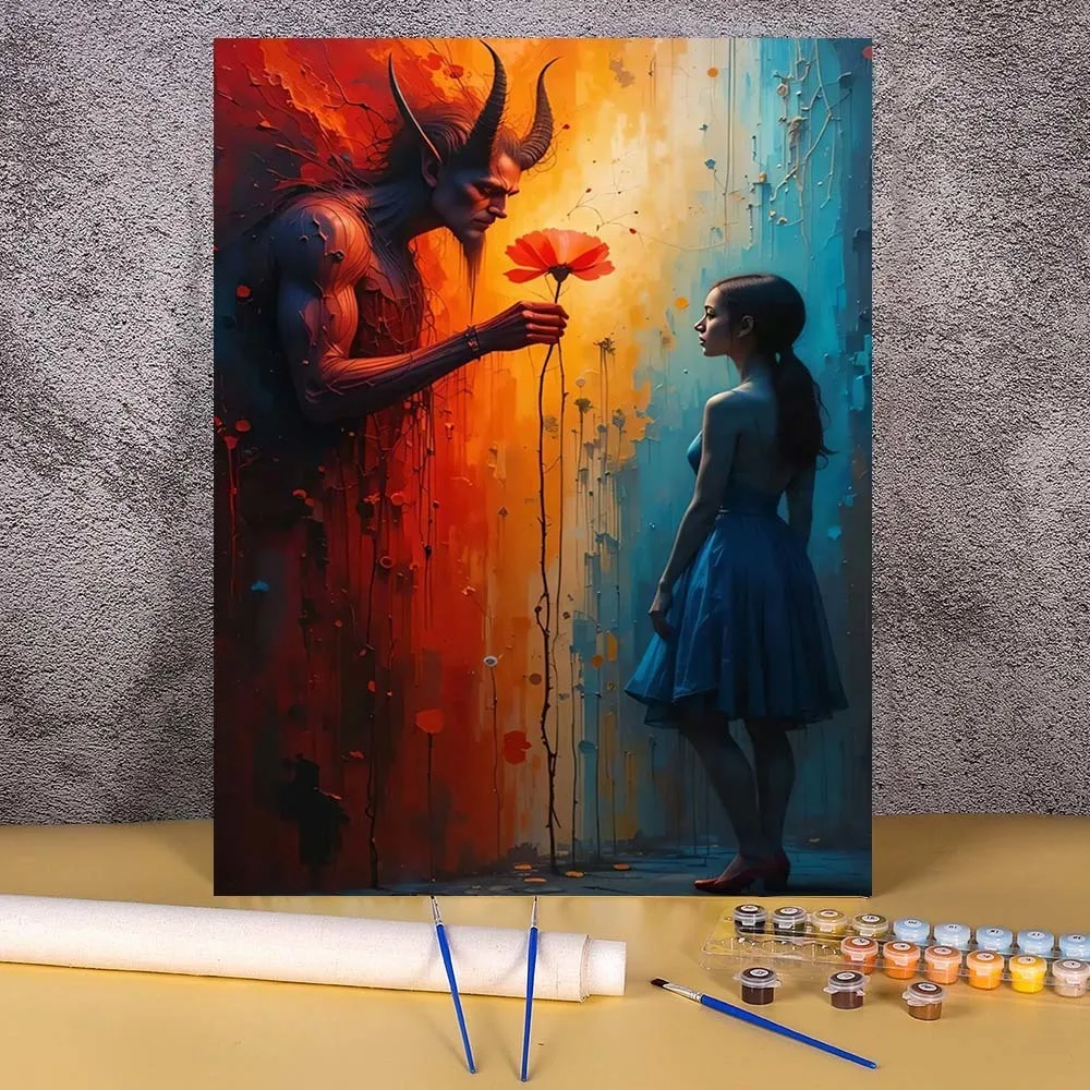 

Oil Painting By Numbers Devil's Flower Kits For Adults On Canvas Acrylic Paints Package Picture With Drawing Coloring By Number