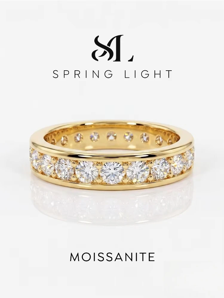 Luxury Real Round Moissanite Diamond Wedding Band Rings for Women Anniversary Personalized High Quality Jewelry